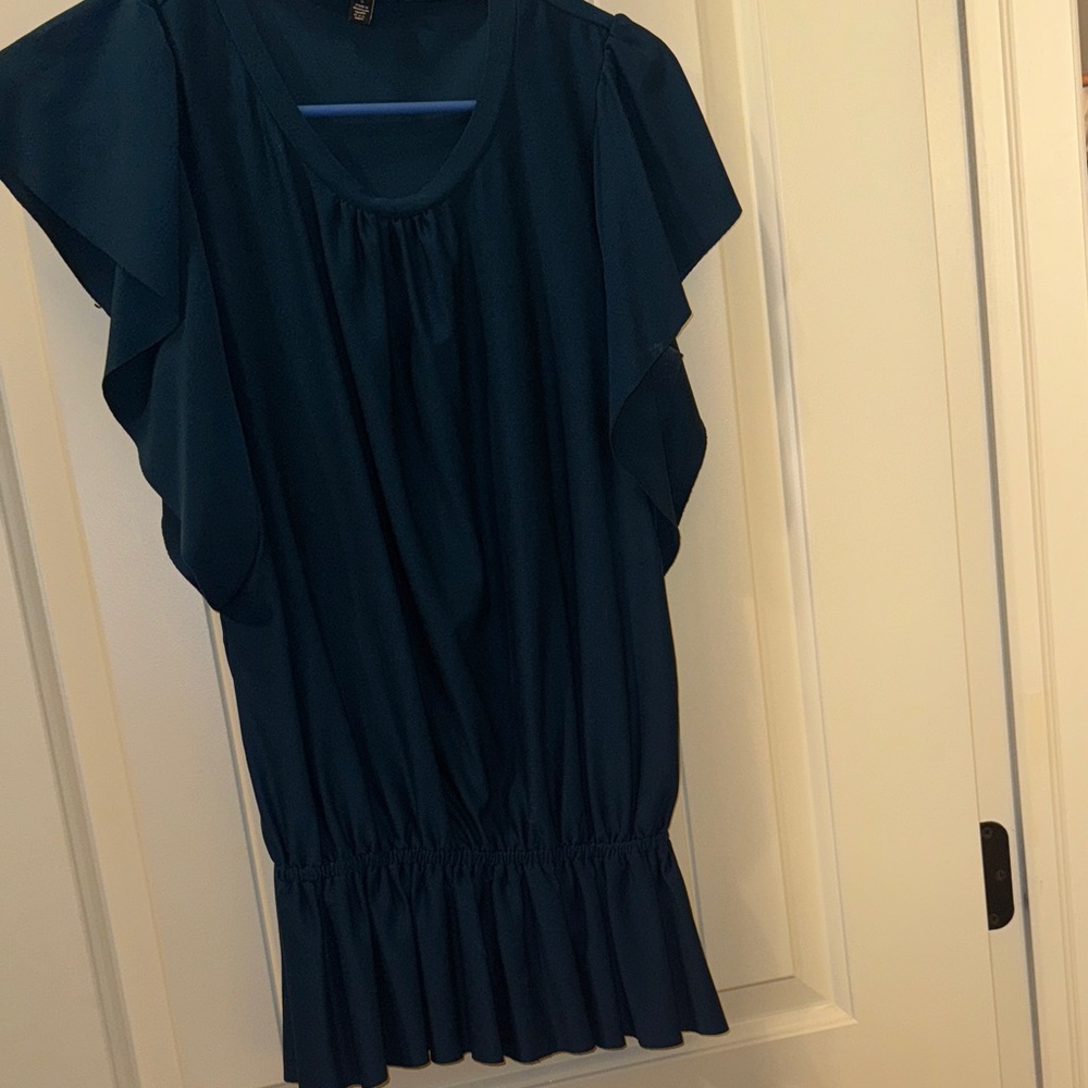 The Limited Teal Ruffle Blouse